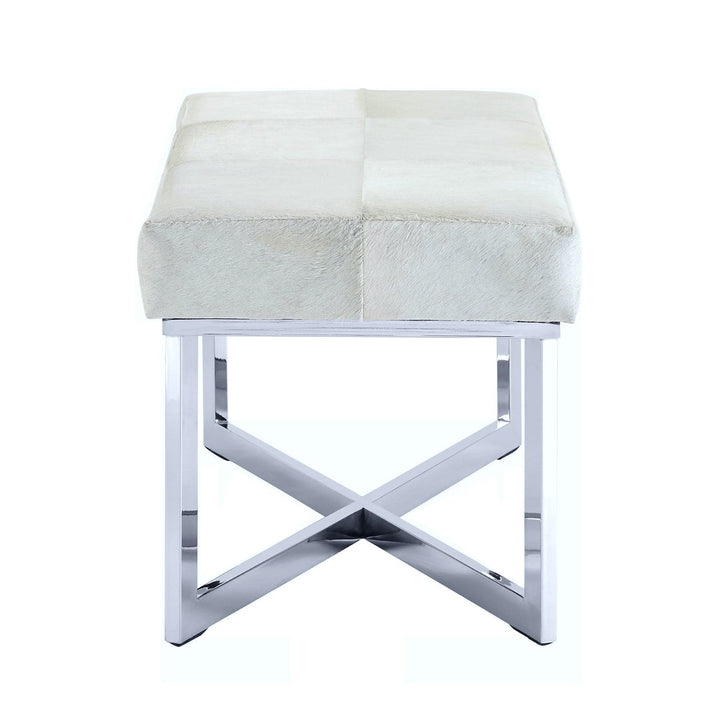 Townhouse Genuine White Leather & Stainless Steel Base Bench - The Furniture Mega Store 