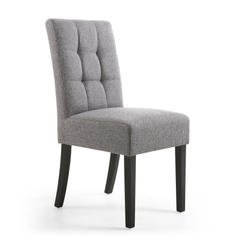 Moseley Waffle Linen Effect Steel Grey Dining Chairs  with Black Legs