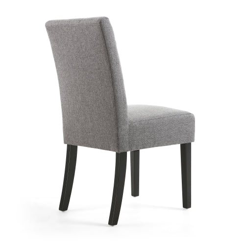 Moseley Waffle Linen Effect Steel Grey Dining Chairs  with Black Legs