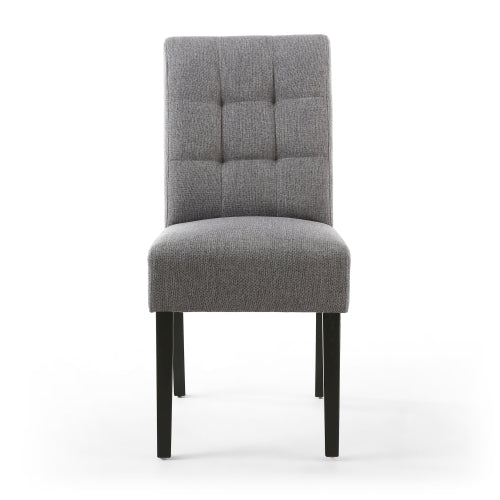 Moseley Waffle Linen Effect Steel Grey Dining Chairs  with Black Legs