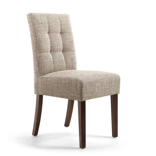 Moseley Tweed Oatmeal Dining Chairs in Walnut Legs