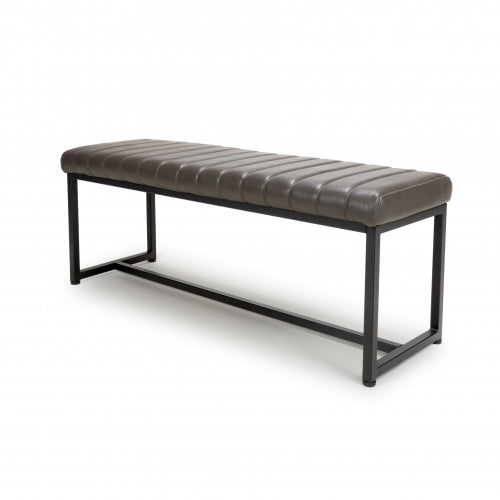 Archie Grey Leather Effect Dining Bench - 120cm - The Furniture Mega Store 