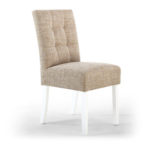 Moseley Tweed Oatmeal Dining Chair in White Legs