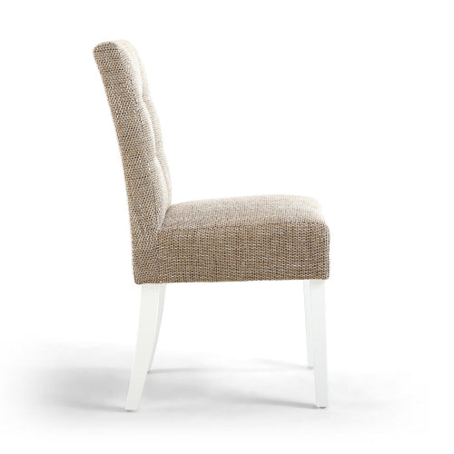 Moseley Tweed Oatmeal Dining Chair in White Legs