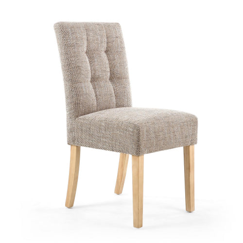 Moseley Tweed Oatmeal Dining Chairs in Natural Legs
