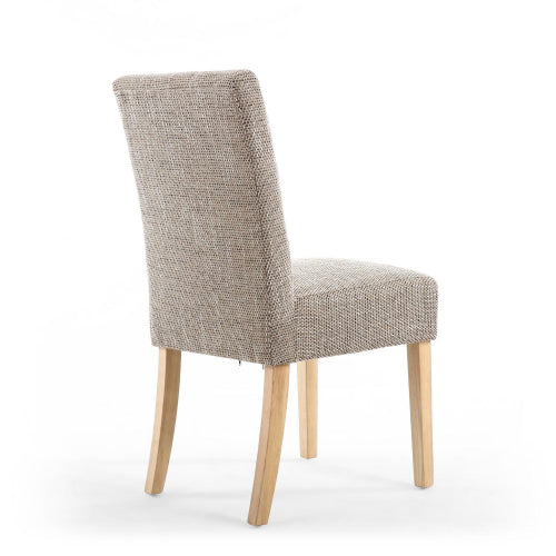 Moseley Tweed Oatmeal Dining Chairs in Natural Legs