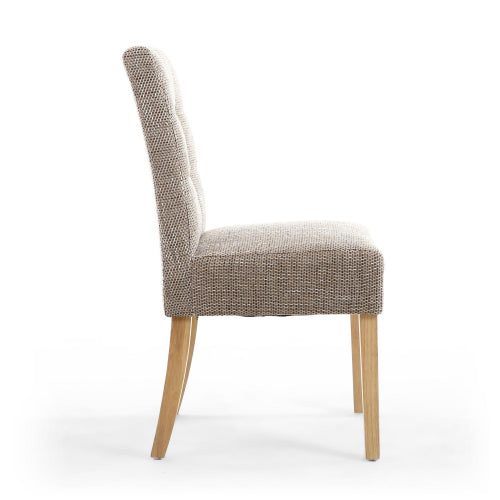 Moseley Tweed Oatmeal Dining Chairs in Natural Legs