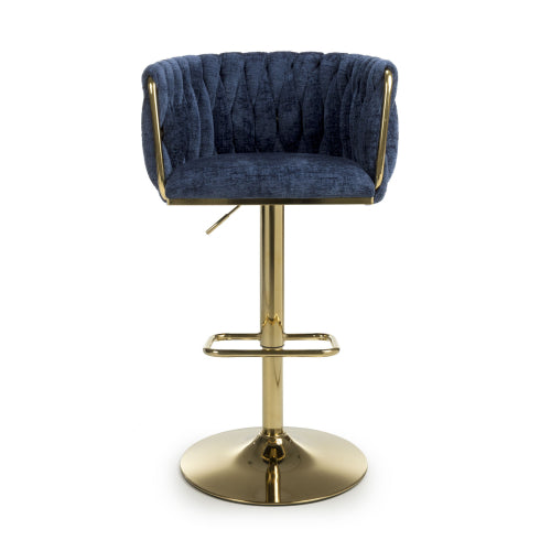 Bellaire Textured Chenille & Gold Bar Stool