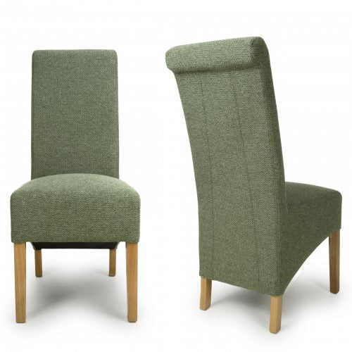 Krista Roll Back Weave Dining Chairs Set 2
