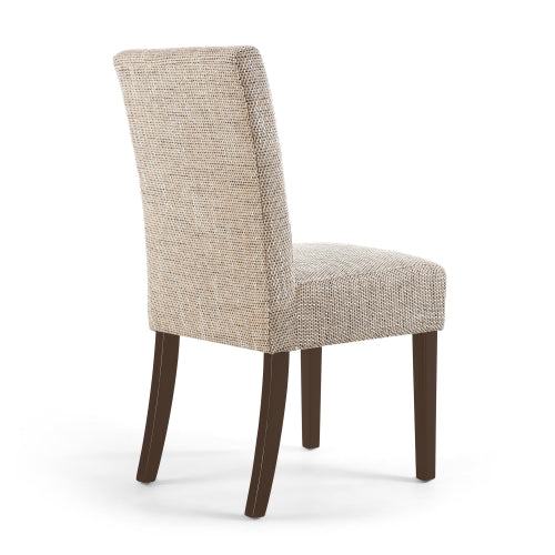 Moseley Tweed Oatmeal Dining Chairs in Walnut Legs