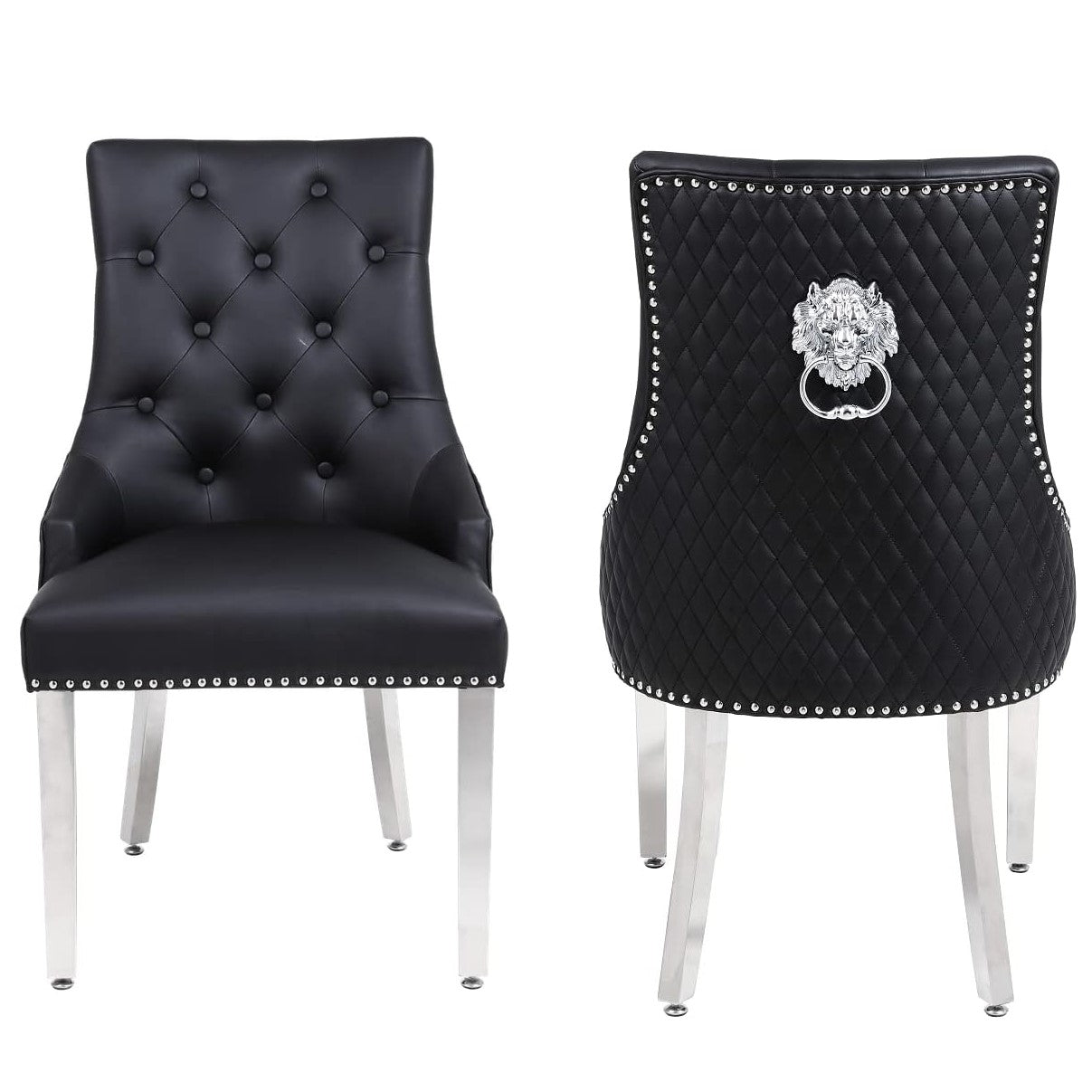 Majestic Midnight Faux Leather Dining Chairs Sold Pairs