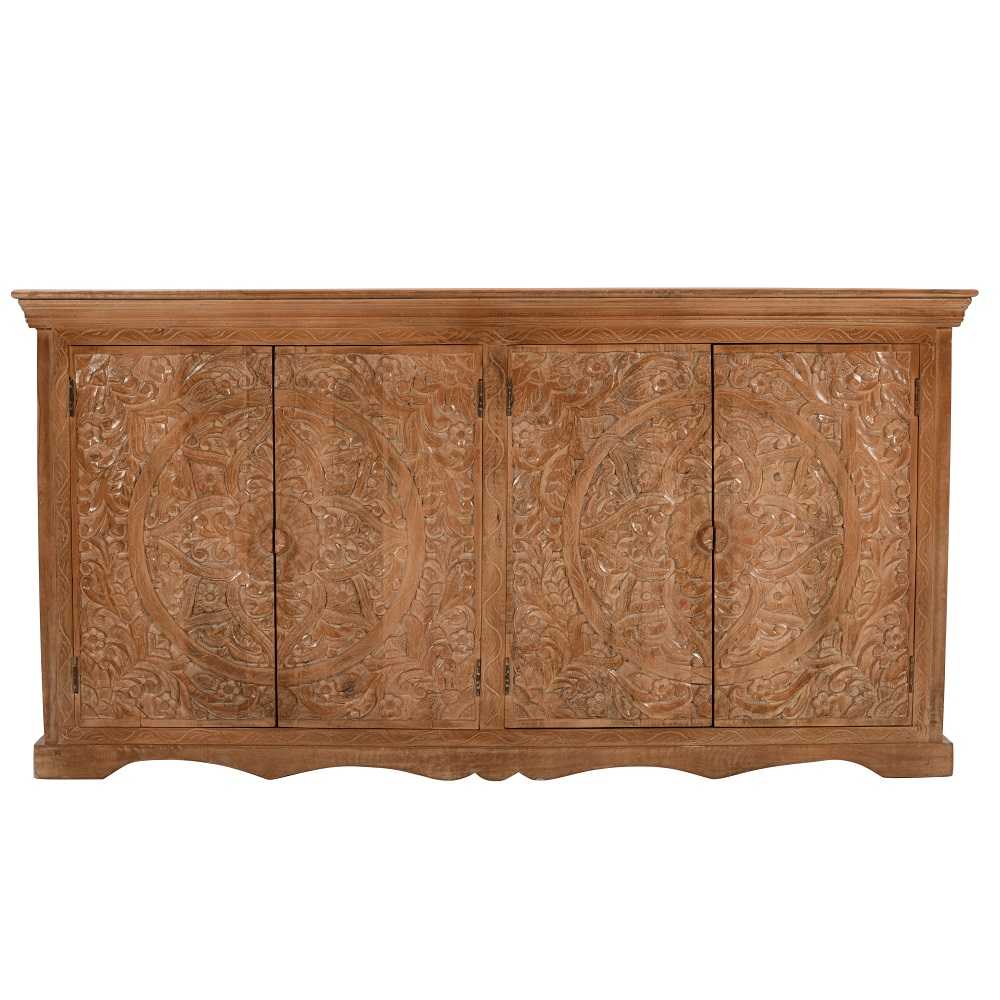 Carved Mango Wood Large 4 Door Sideboard - 175cm