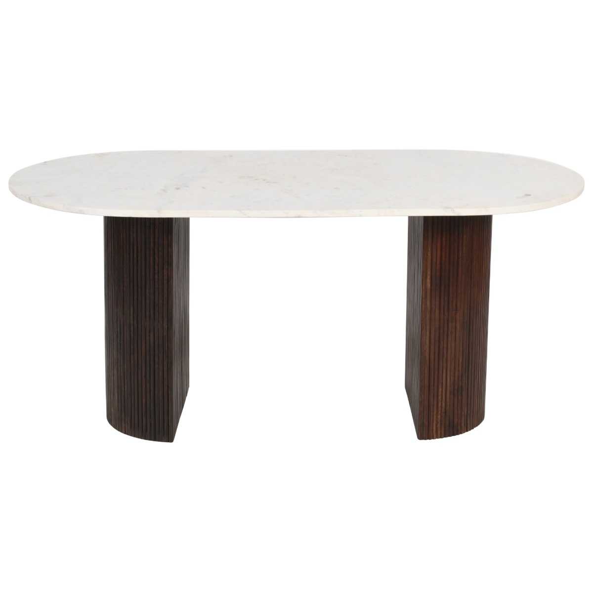 Opal Fluted Mango Wood & Marble Top Dining Table 170cm