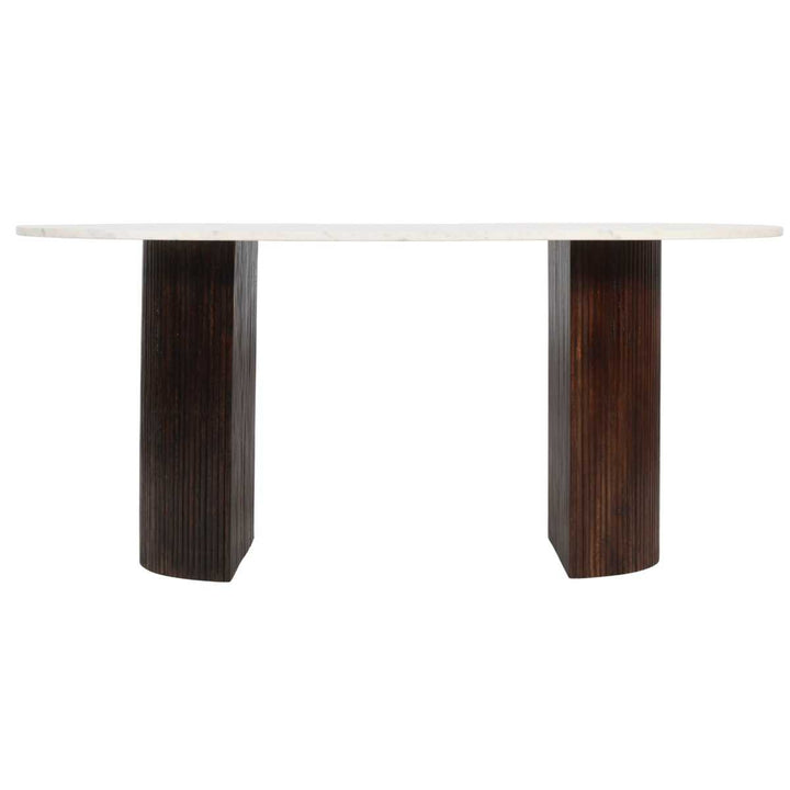 Opal Fluted Mango Wood & Marble Top Dining Table - 170cm - The Furniture Mega Store 