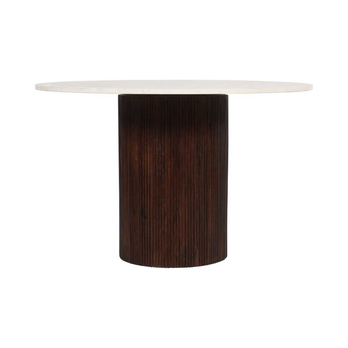 Opal Fluted Mango Wood & Marble Top Round Dining Table 120cm