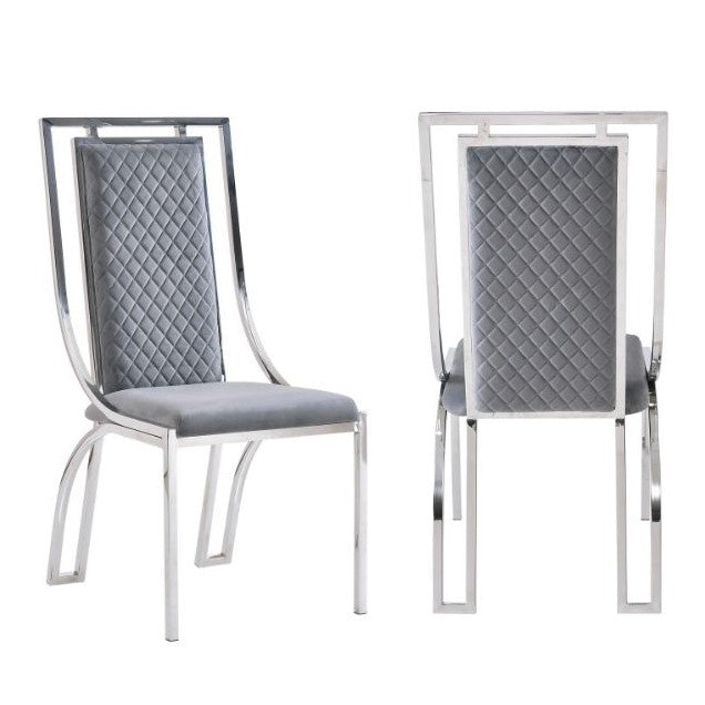 Windsor Velvet & Silver Dining Chairs Set 2