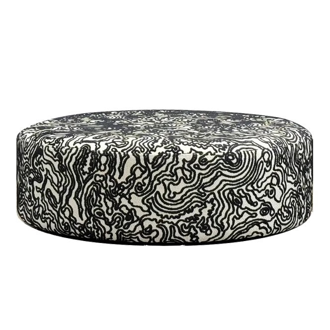 Noelle Fabric Large Round Accent Footstool
