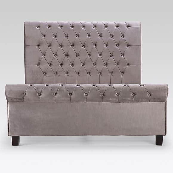 Orbit Silver Velvet 4'6 Double Bed - The Furniture Mega Store 
