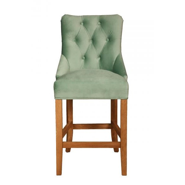 Hugo Velvet Buttoned Knocker Back Bar Stool - Various Options ...