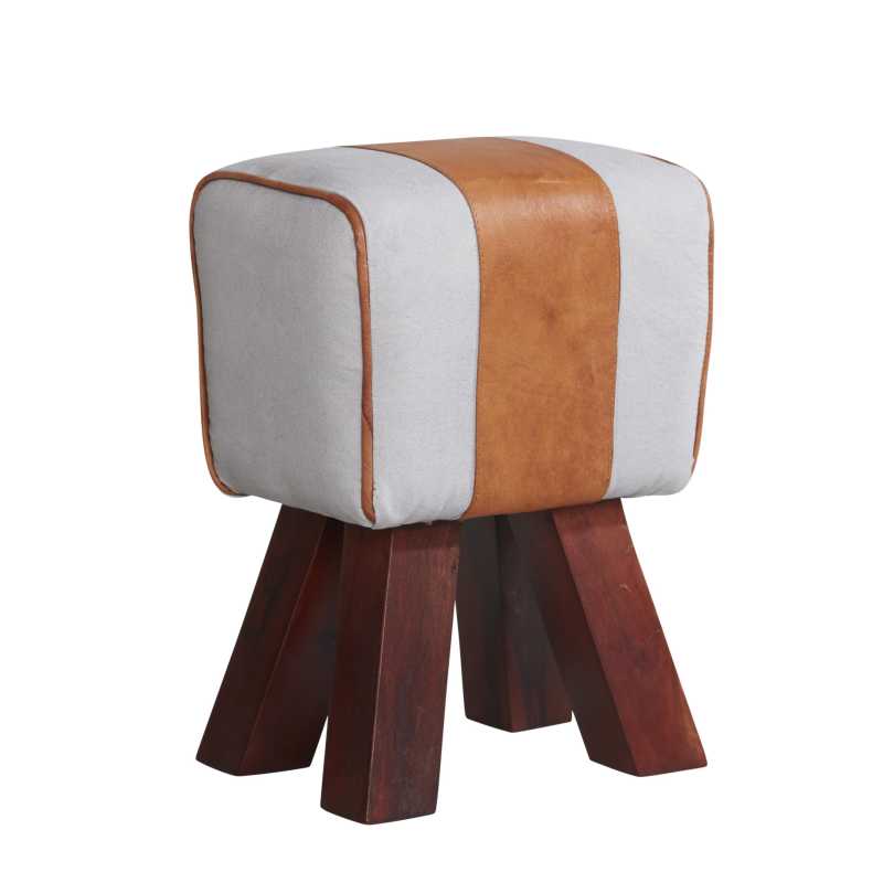 Cow Hide Natural Upholstered Stool