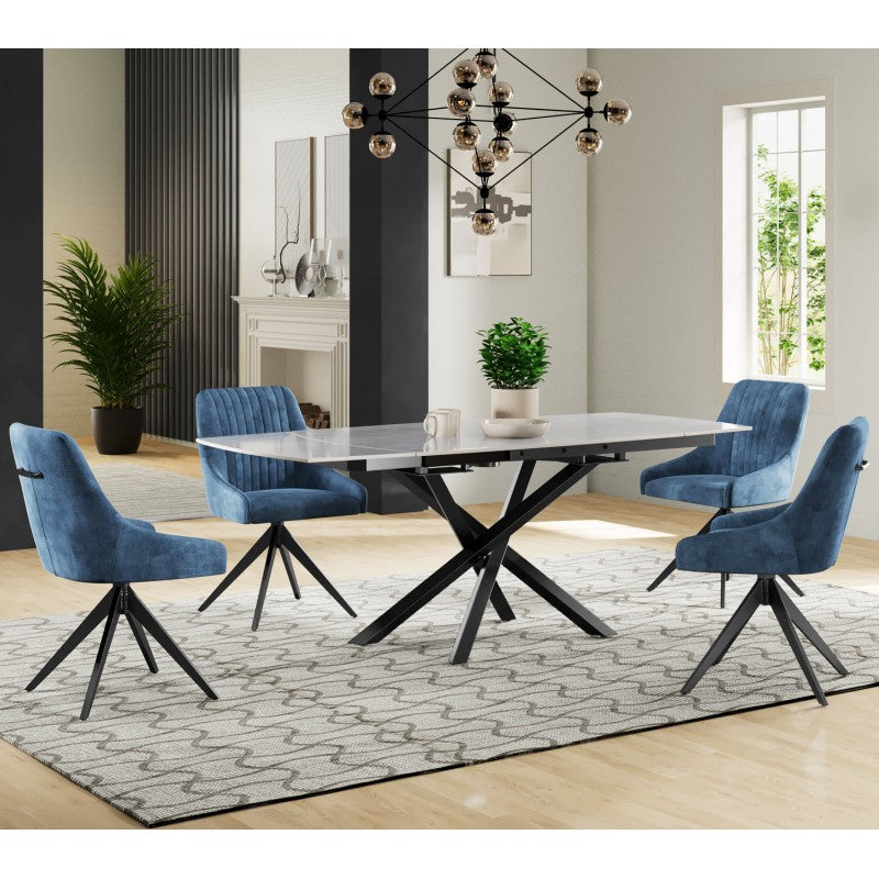 Merlin Ceramic Pearla Grey Extending Dining Table Gloss Finish