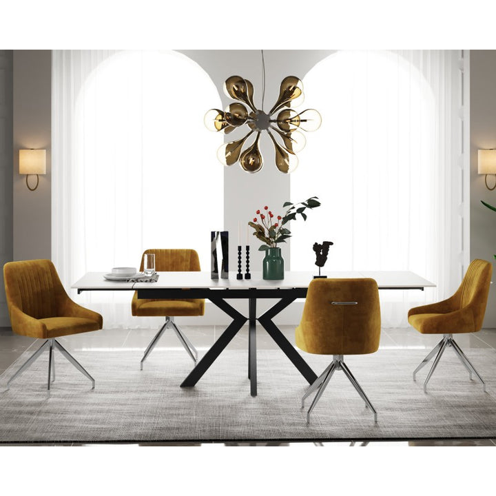 Jose Ceramic Pearla Grey Dining Table Extendable Gloss