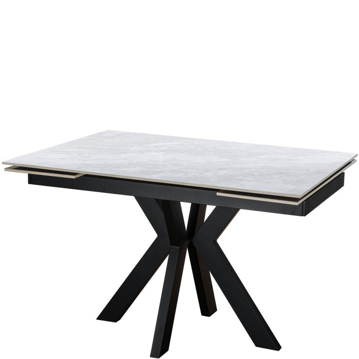 Jose Ceramic Pearla Grey Dining Table Extendable Gloss