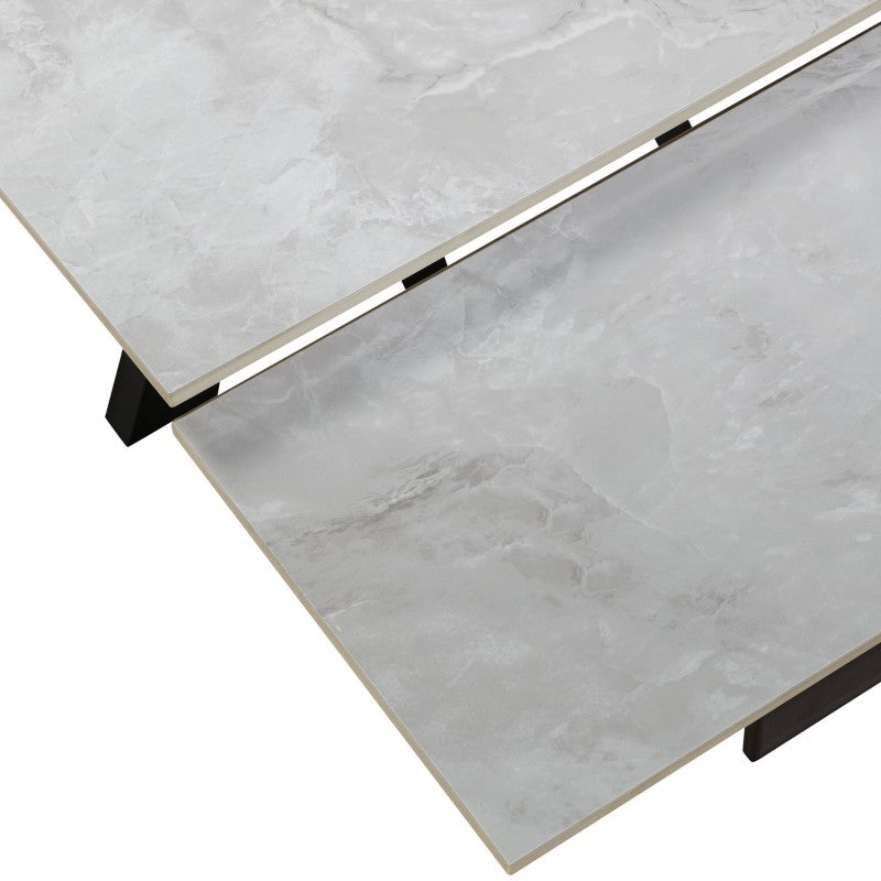 Jose Ceramic Pearla Grey Dining Table Extendable Gloss