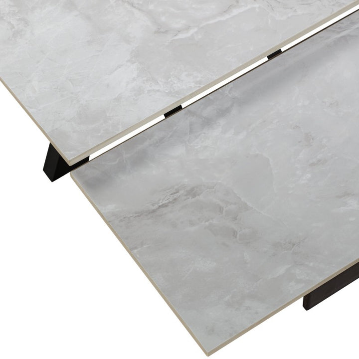 Jose Ceramic Pearla Grey Dining Table Extendable Gloss