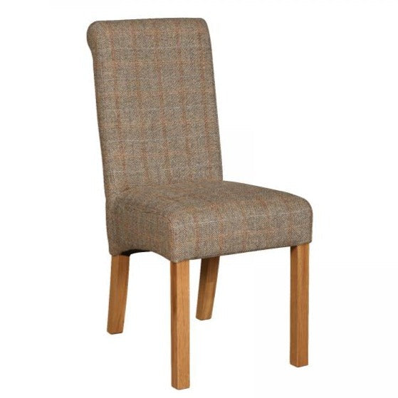 Edwin Rollback Harris Tweed Dining Chair - Choice Of Tweed & Legs - The Furniture Mega Store 