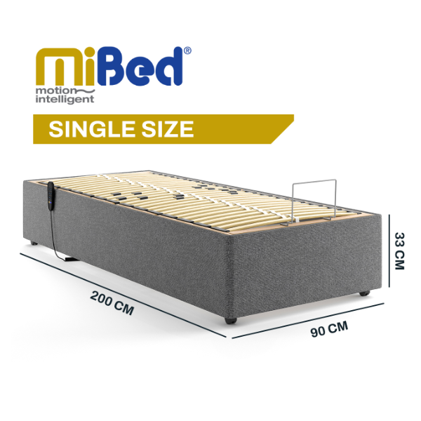 MiBed Memory Foam Adjustable Bed, Mattress & Headboard - 3ft Single - Interior Envy