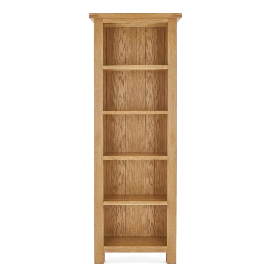 Sailsbury Solid Oak Tall Slim Bookcase - 180cm - The Furniture Mega Store 