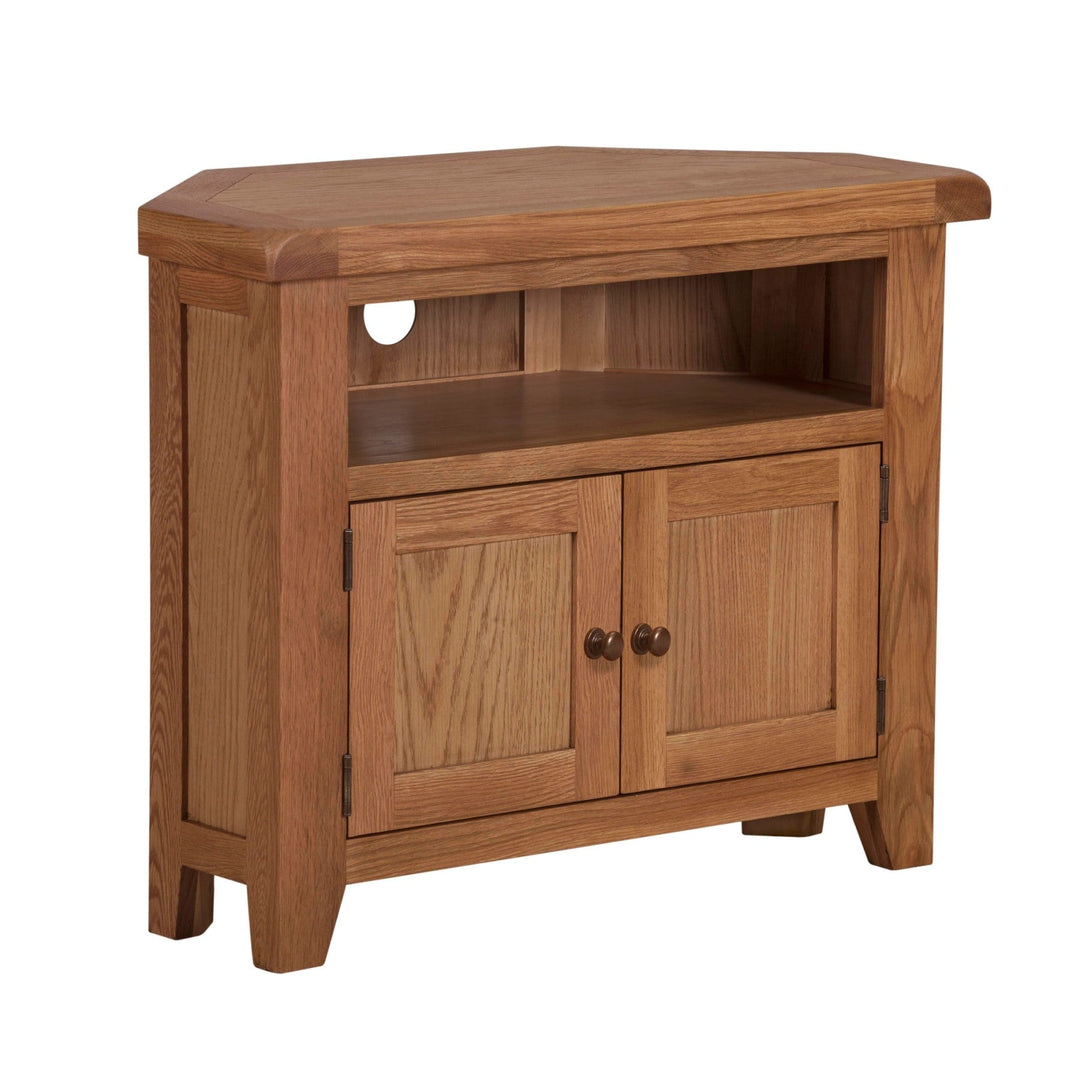 Torino Country Solid Oak Corner TV Cabinet - The Furniture Mega Store 