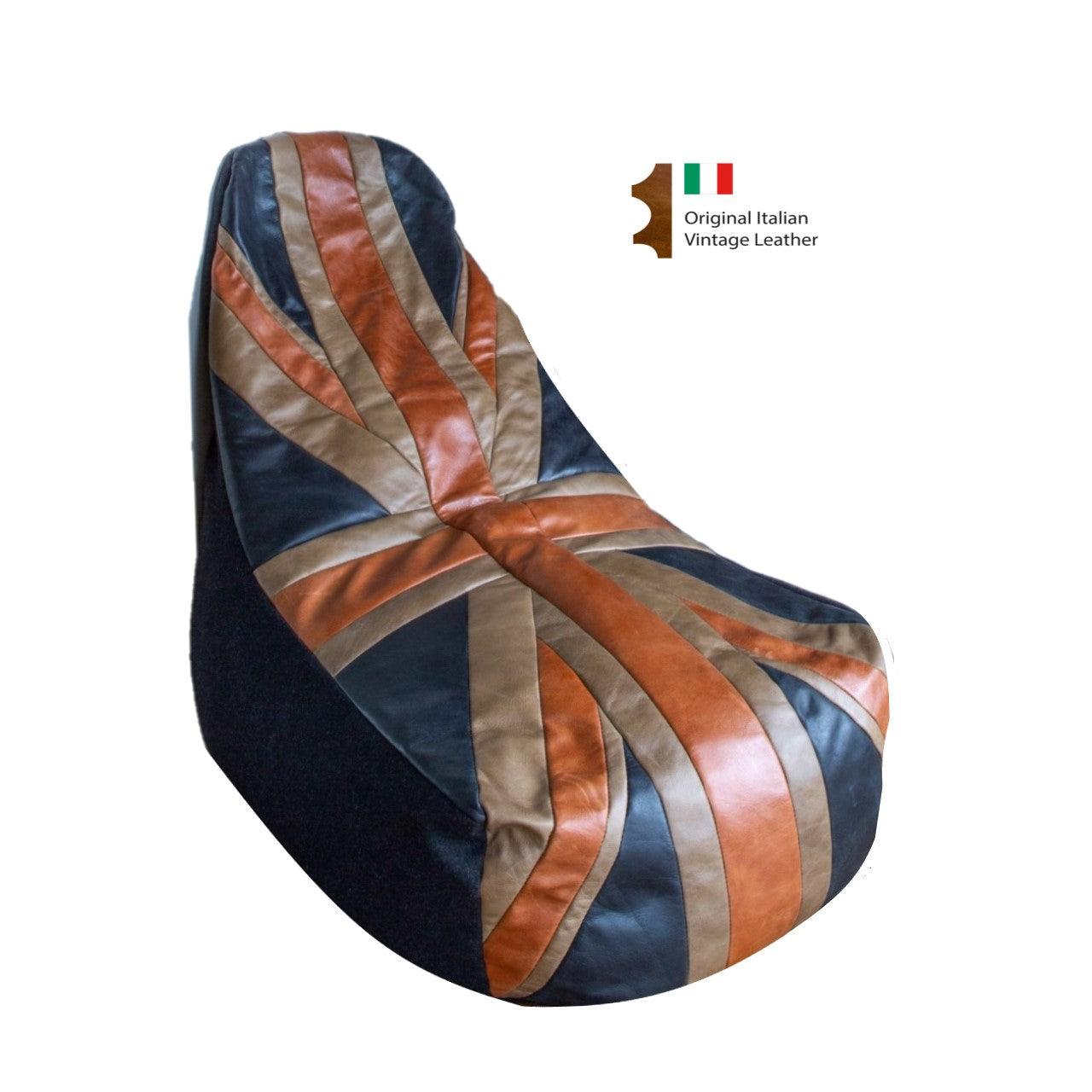 Union Jack Vintage Leather Bean Bag Pod Chair