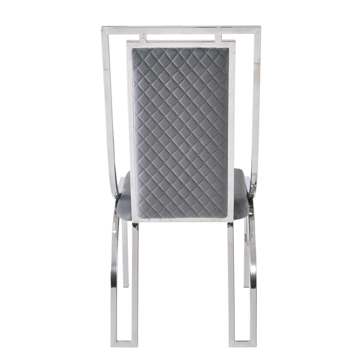 Windsor Grey Velvet & Silver Dining Chairs - Set Of 2 - The Furniture Mega Store 